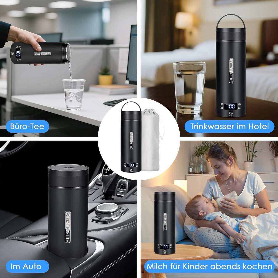 Dreamhigh® Reisewasserkocher, 450ml Mini Wasserkochers, 300W Wasserkocher Klein aus Edelstahl, Reise