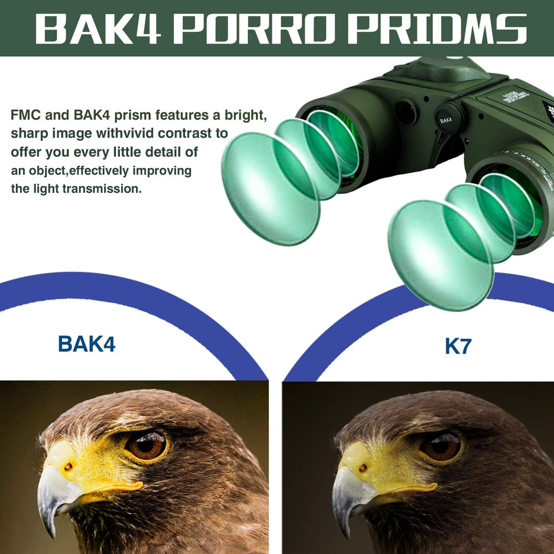 10x50 Marine Fernglas,Fernglas mit Nachtsicht Entfernungsmesser und Kompass, für Wassersport-Enthusi