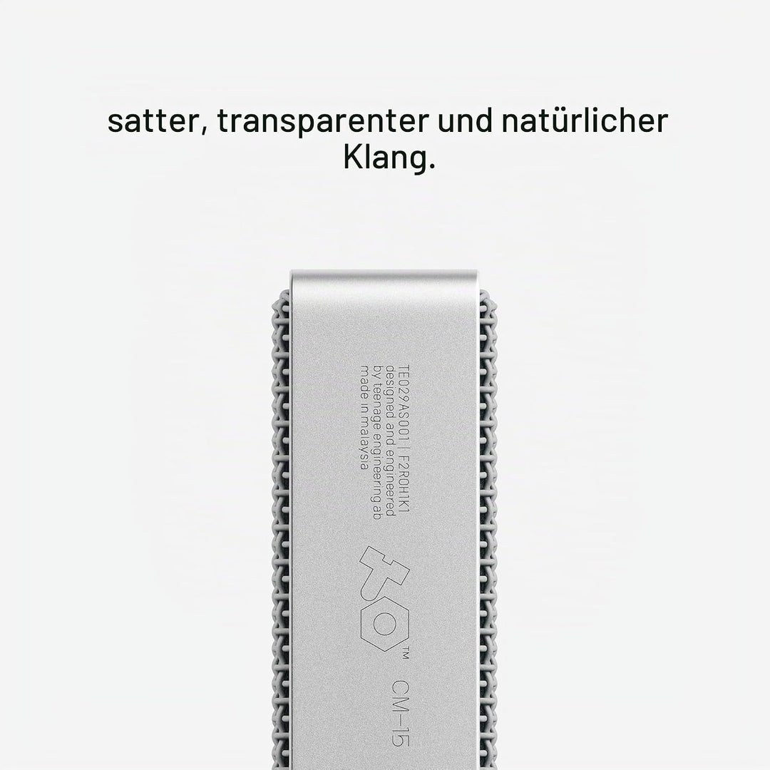 Teenage Engineering cm–15 (Tragbares Feldmikrofon, USB-C Audiointerface, Bluetooth, integrierter Akk