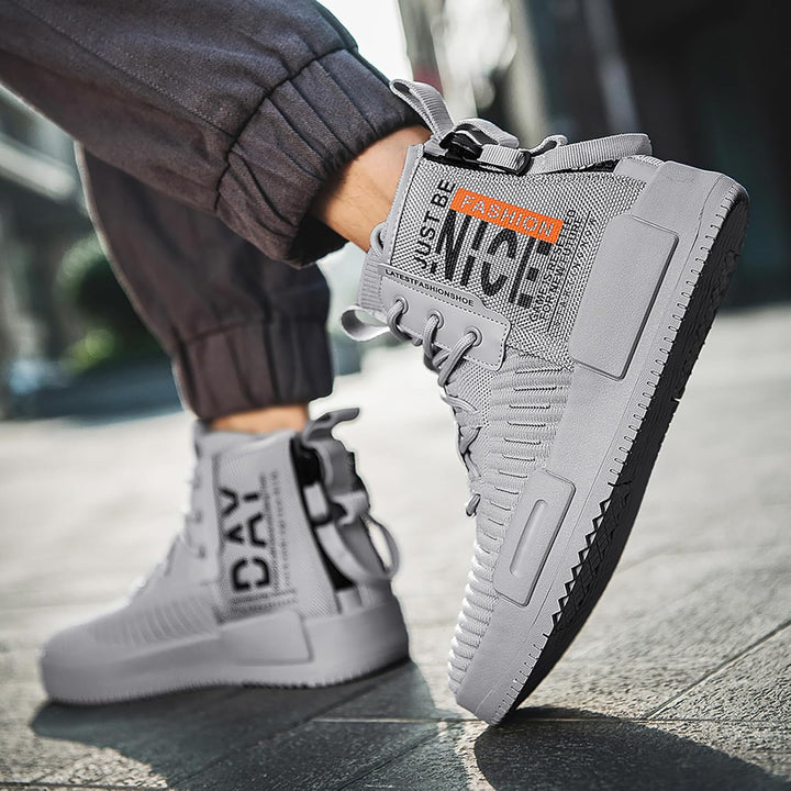 FUSHITON Herren Sportschuhe High Top Turnschuhe Mode Freizeitschuhe Draussen Laufschuhe Sneakers Lei