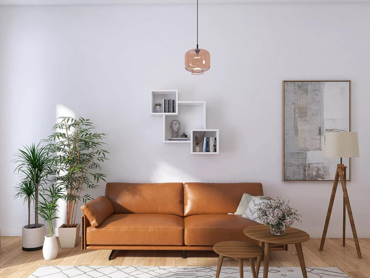 KUBUTKU Dekorativ Wandregal mit 3 Böden 78x71x18 Design Skandinavischer Modern für Wohnzimmer Küche