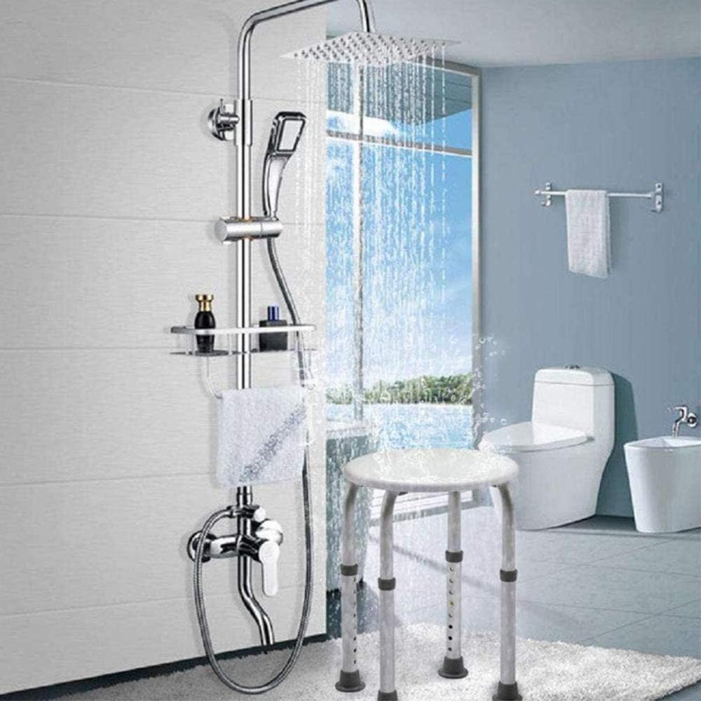 meihe Duschhocker 360° drehbar + Badewannengriff mit Saugnäpfen für Dusche und Badewanne (32 x 32 x