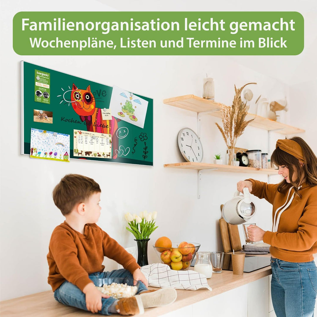 banjado® Magnettafel 78 x 37cm / Magnetwand aus Metall/Magnetpinnwand als Memoboard/Pinnwand Magnett