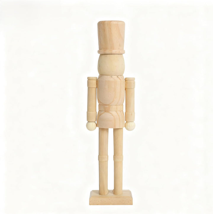 PE Nussknacker Holzfigur Unbemalt 38 cm - Grosses DIY Bastelset zum Bemalen, Holzrohling Soldat Figu