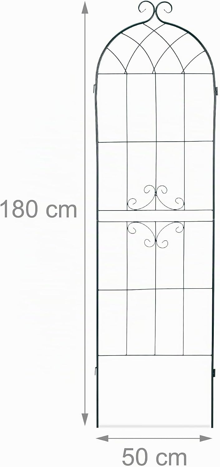 Relaxdays Rankgitter 2er Set, Metall, 180 x 50 cm, Vintage Rankhilfe Garten, geschwungene Form, zum