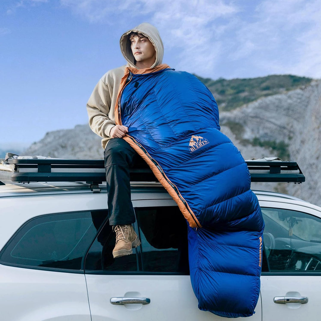 Winter-Daunenschlafsack, für 0 bis -24°C kaltes Wetter. Ultraleichter Mumien-Schlafsack, für Erwachs