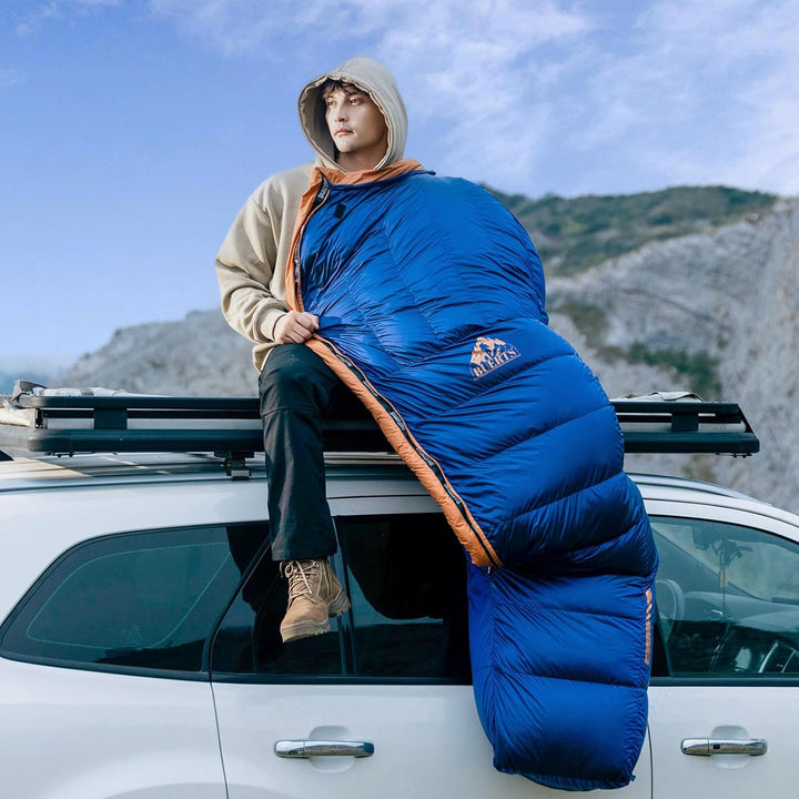 Winter-Daunenschlafsack, für 0 bis -24°C kaltes Wetter. Ultraleichter Mumien-Schlafsack, für Erwachs