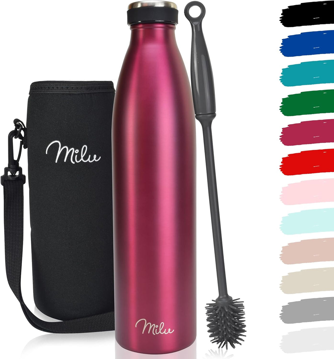 Milu Edelstahl Trinkflasche 350ml 500ml 750ml 1L 1,5L Thermosflasche, Isolierte Wasserflasche, Ausla
