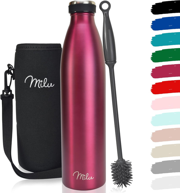 Milu Edelstahl Trinkflasche 350ml 500ml 750ml 1L 1,5L Thermosflasche, Isolierte Wasserflasche, Ausla