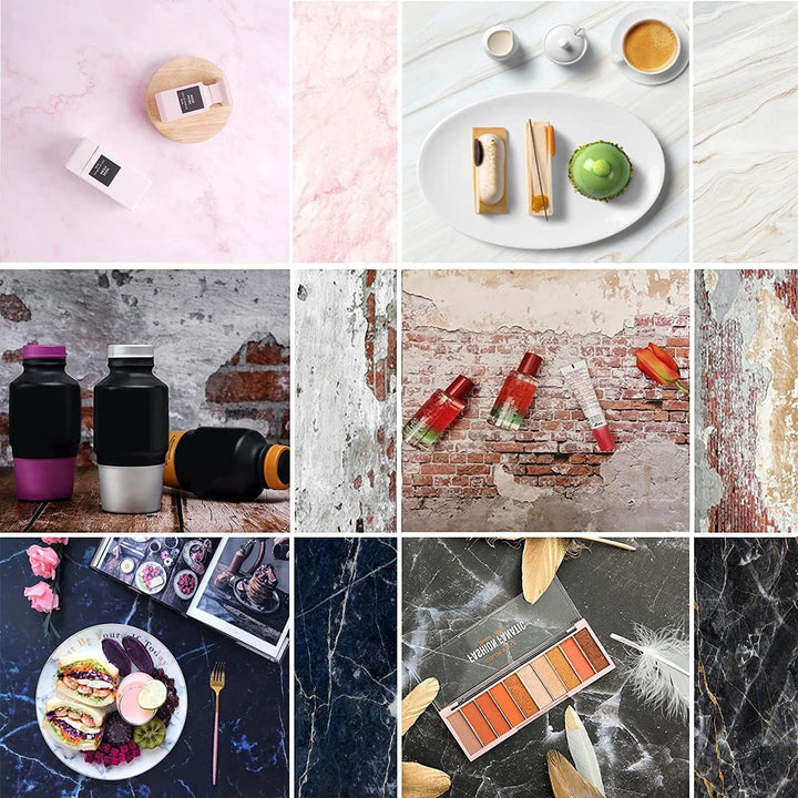 7PCS 14Patterns Photography Gradual Background Paper Without Stand, Double-Sided Waterproof Reusable