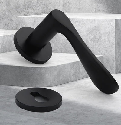 Qrity Modernes Griffschloss Holztürschloss Aluminium Split Hebelschloss Set Mute, Schwarz Türhebelgr