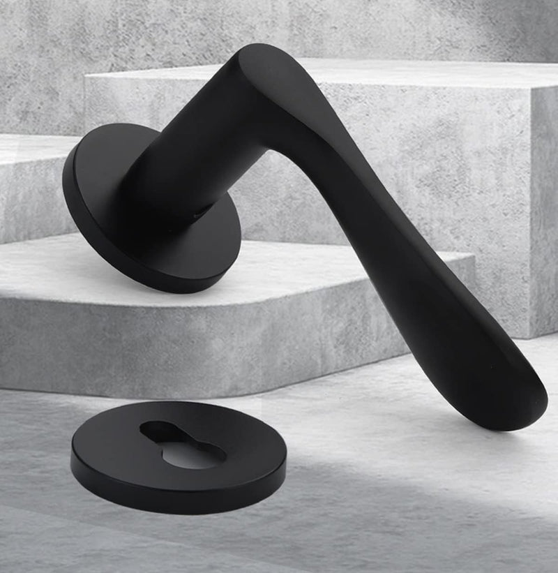 Qrity Modernes Griffschloss Holztürschloss Aluminium Split Hebelschloss Set Mute, Schwarz Türhebelgr