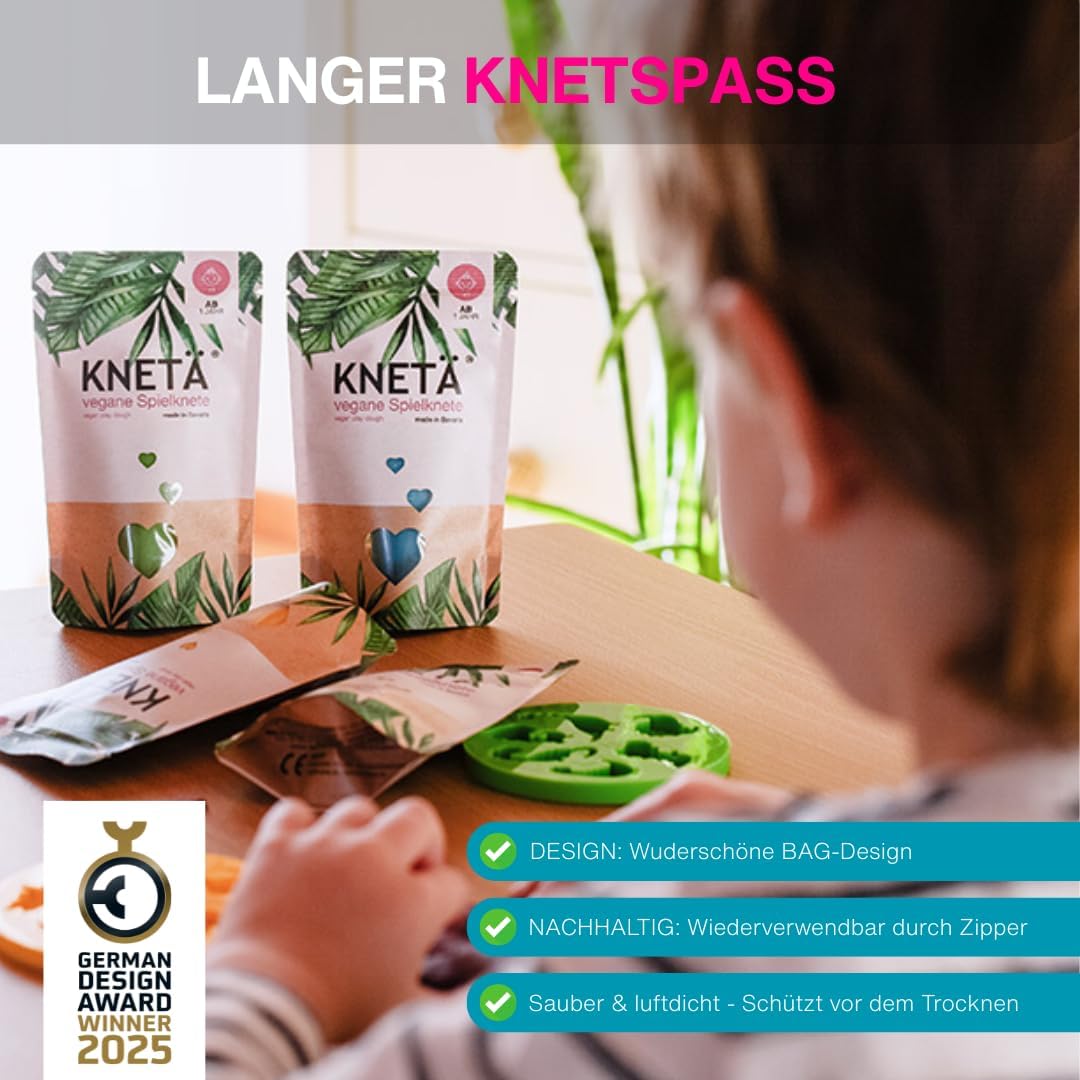 KNETÄ Knete ab 1 Jahr I Party Set I 8X 50g vegane Kinderknete inkl. 2X Bastelkarte Tiermotive I Play