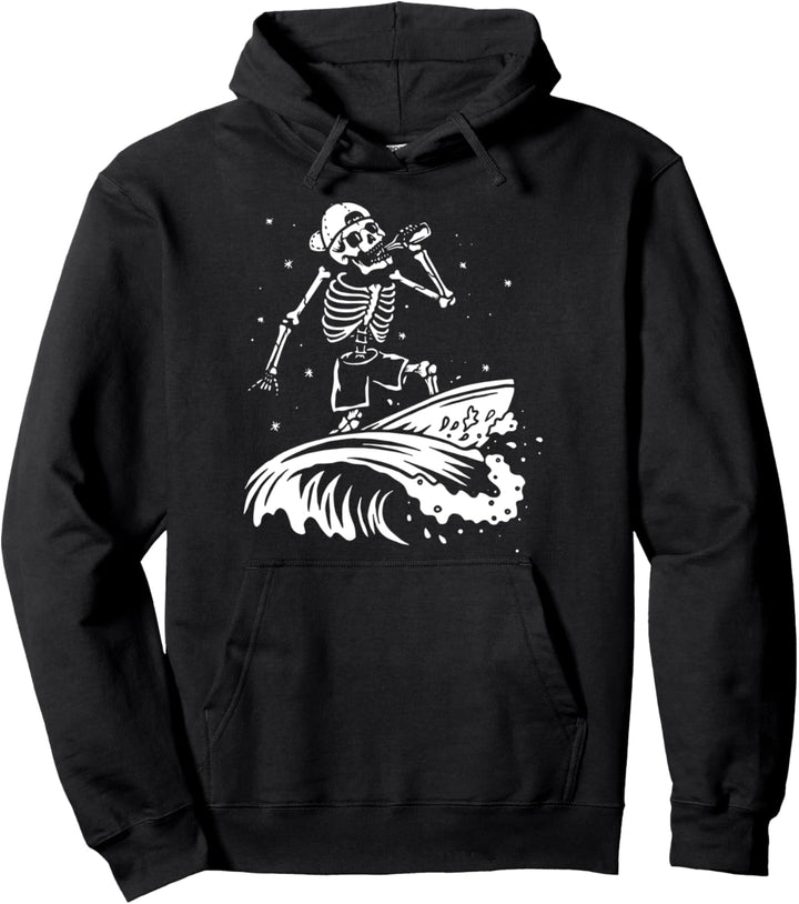 Surfing Skeleton Surfer Schwimmer Strand Wellen Wakeboard Pullover Hoodie