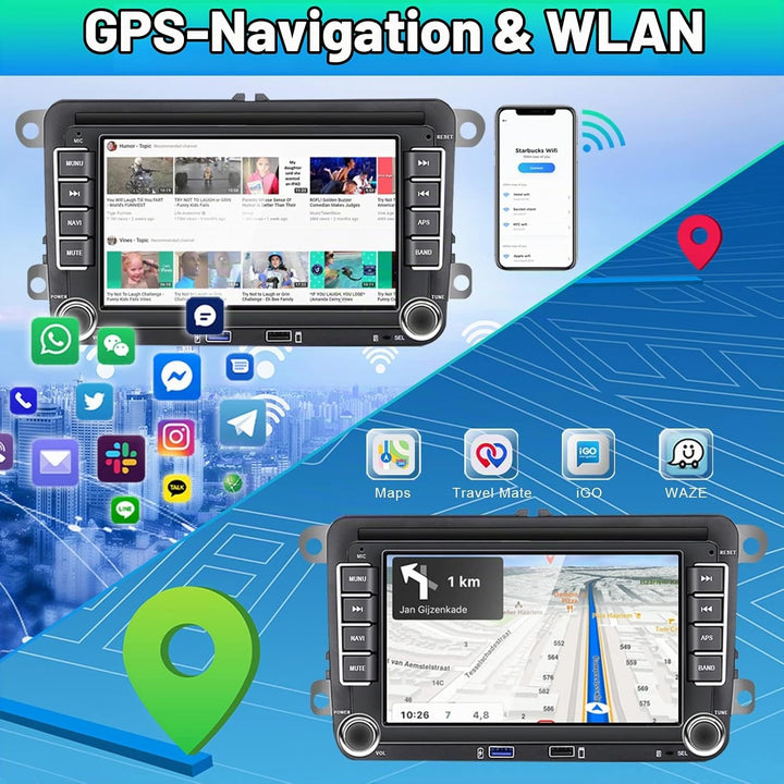 Hikity 2G 32G Autoradio mit DAB Navi für VW Passat B6 B7 Golf 5 6 Touran Polo Caddy SEAT 7 Zoll Dopp