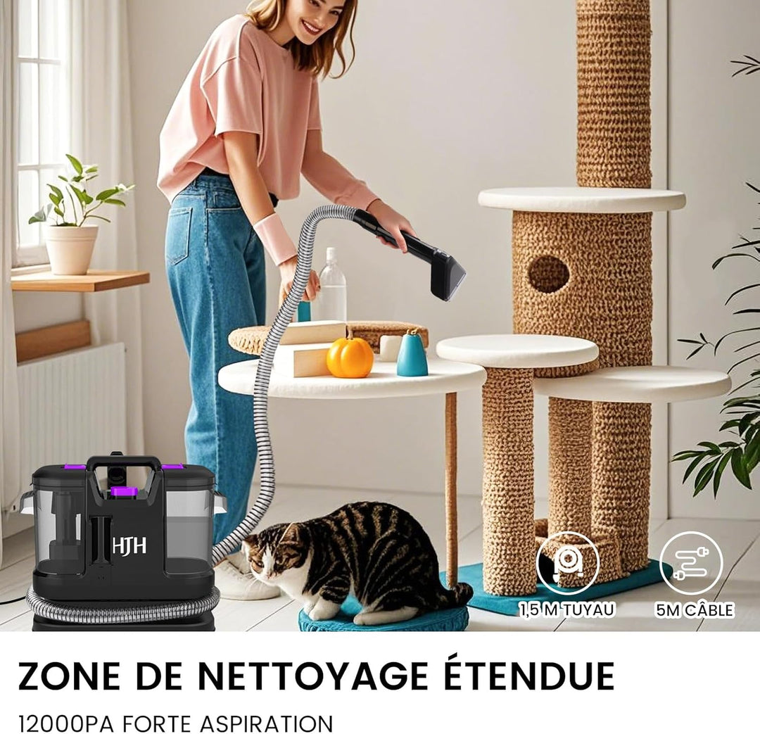 Polsterreiniger Gerät Nassauger, 450W 12kPa Teppichreiniger Waschsauger, Nasssauger Polsterreiniger,
