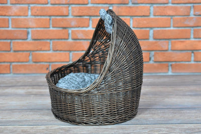 e-wicker24 Hundekorb/Katzenkorb aus Weide, Korb, Dunkelbraun, 60 x 46 x 48 cm, Dunkelbraun