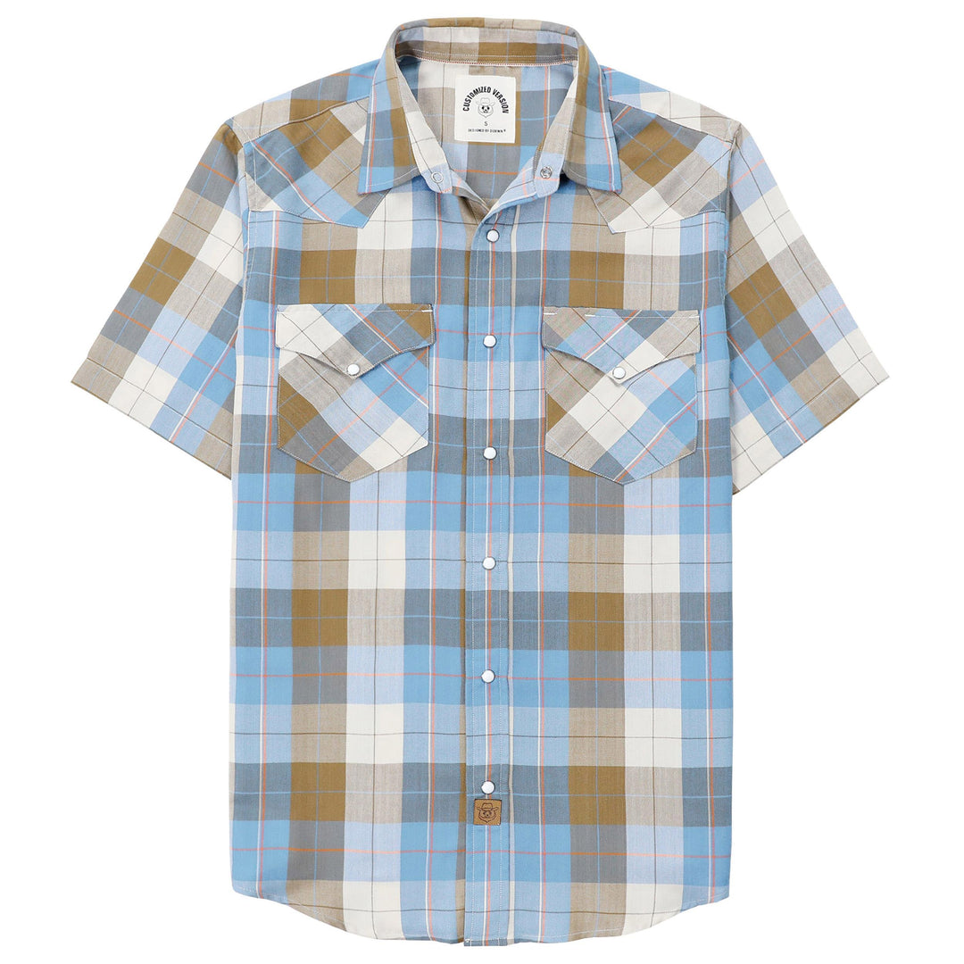 Dubinik® Bambusfaser Kurzarmhemd Herren Freizeithemden Für Herren Druckknöpfe Cowboy Vintage Western