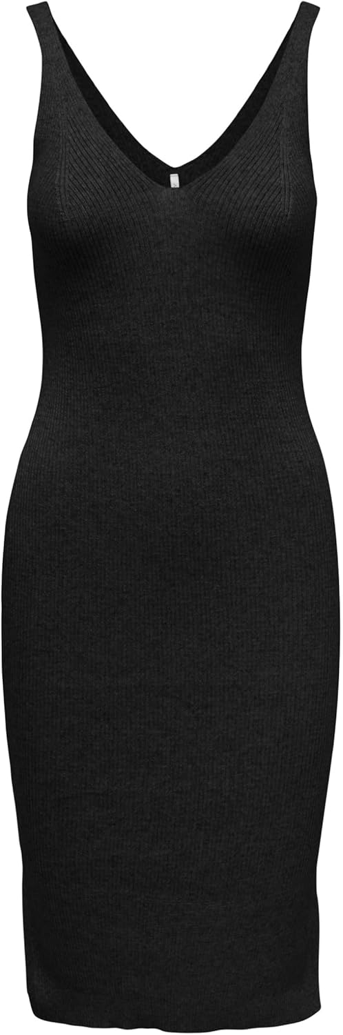ONLY Damen Onllina Sl Slit Dress KNT Kleid L Schwarz, L Schwarz