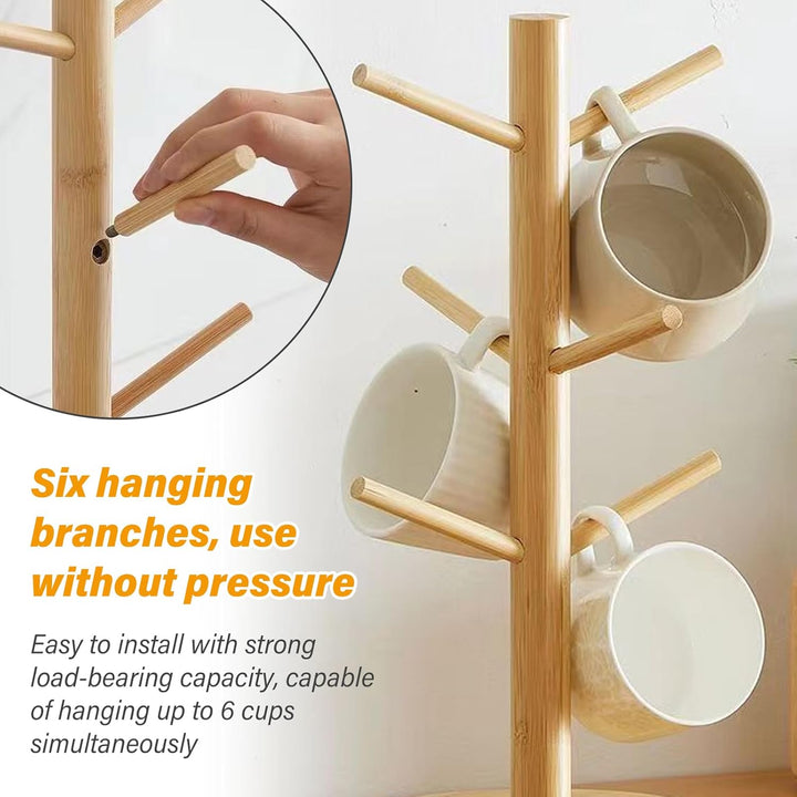 SUNOYA 2 Stück Brezelständer, Pretzel Stand, Höhe 34,5cm, Tassenständer Holz Mit 6 Haken Und Verdick
