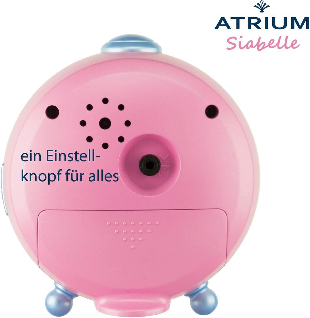 Atrium Kinderwecker Mädchen Siabelle Pferd Rosa Lila Weiss Analog Quarz ohne Ticken mit Licht und Sn
