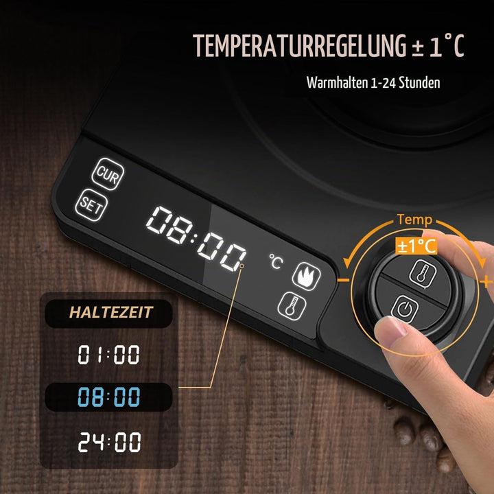 TEEUCNY Elektrischer Wasserkocher Schwanenhals, Edelstahl Schwanenhalskessel Wasserkocher mit Temper