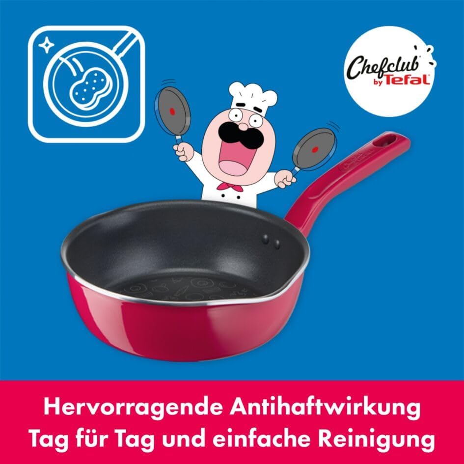 Tefal G80622 Chefclub Stielkasserolle 16 cm + Glasdeckel | Titanium Antihaftversiegelung | Thermo-Si