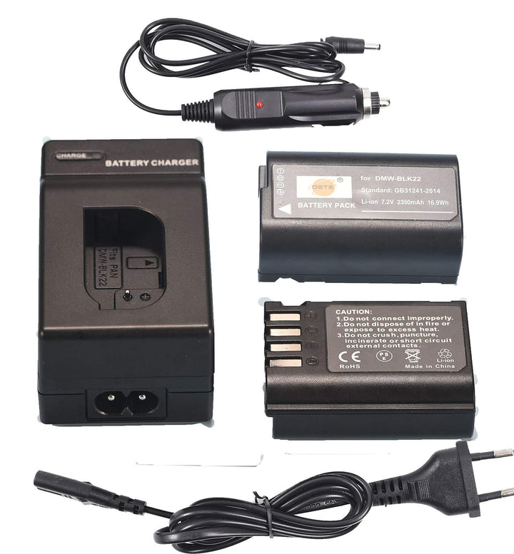 DSTE（2 Pack） Ersatz Batterie und DC180E Reise Ladegerät Kompatibel für Panasonic DMW-BLK22 DC-S5 DC-