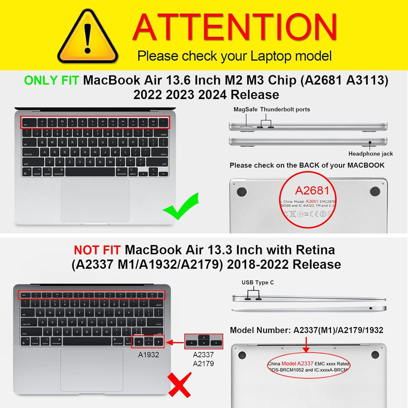 Fintie Hülle Kompatibel mit MacBook Air M2 13.6 Zoll (2022 Freisetzung) A2681, Ganzkörper-Rugged Hyb