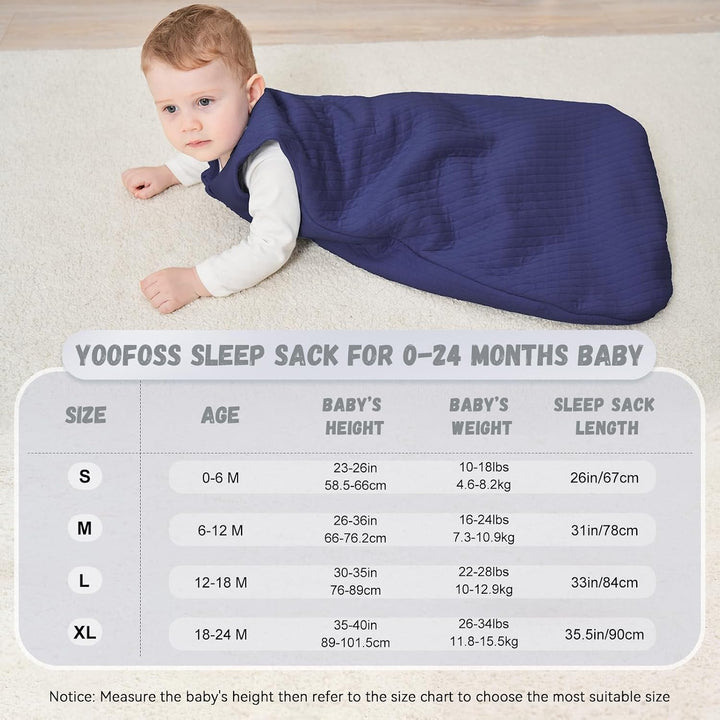 Yoofoss Schlafsack Baby Winter 2.5 Tog - 84cm/12-18 Monate Winterschlafsack Baumwolle Babyschlafsack