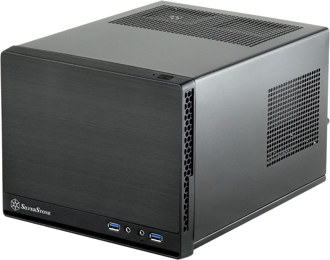 SilverStone SST-SG13B-Q - Sugo Mini-ITX kompaktes Cube Gehäuse, Plastik-Frontblende mit Faux-Alumini