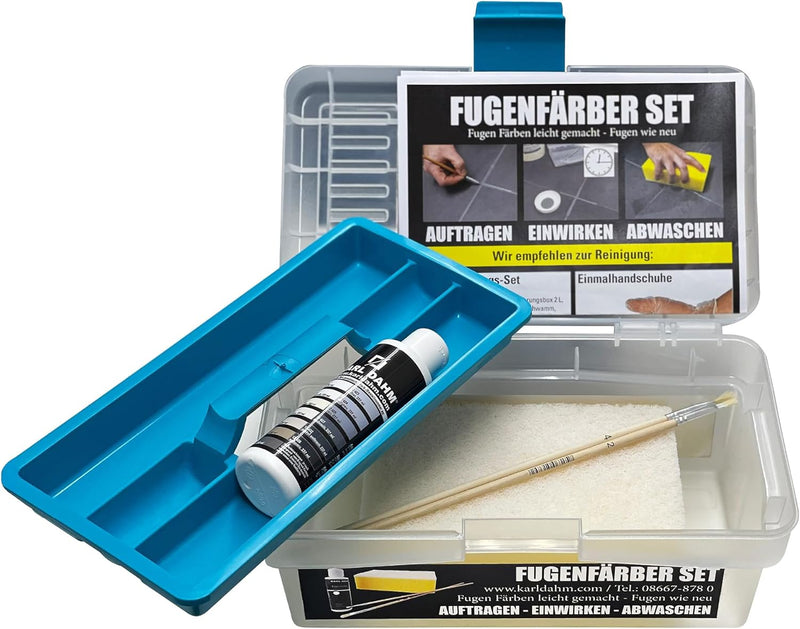 Karl Dahm – Fugenfärber-Set Weiss im Koffer I Fugenreparatur-Set mit Fugenfärber 120 ml (Fugenfarbe