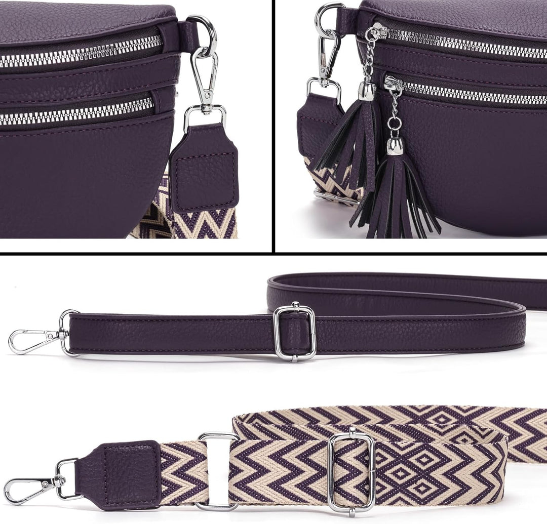 LANXINGLUO bauchtasche damen Lila umhängetasche damen mittelgross crossbody bag Mit Kreditkartenfach