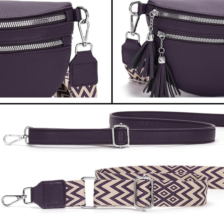 LANXINGLUO bauchtasche damen Lila umhängetasche damen mittelgross crossbody bag Mit Kreditkartenfach