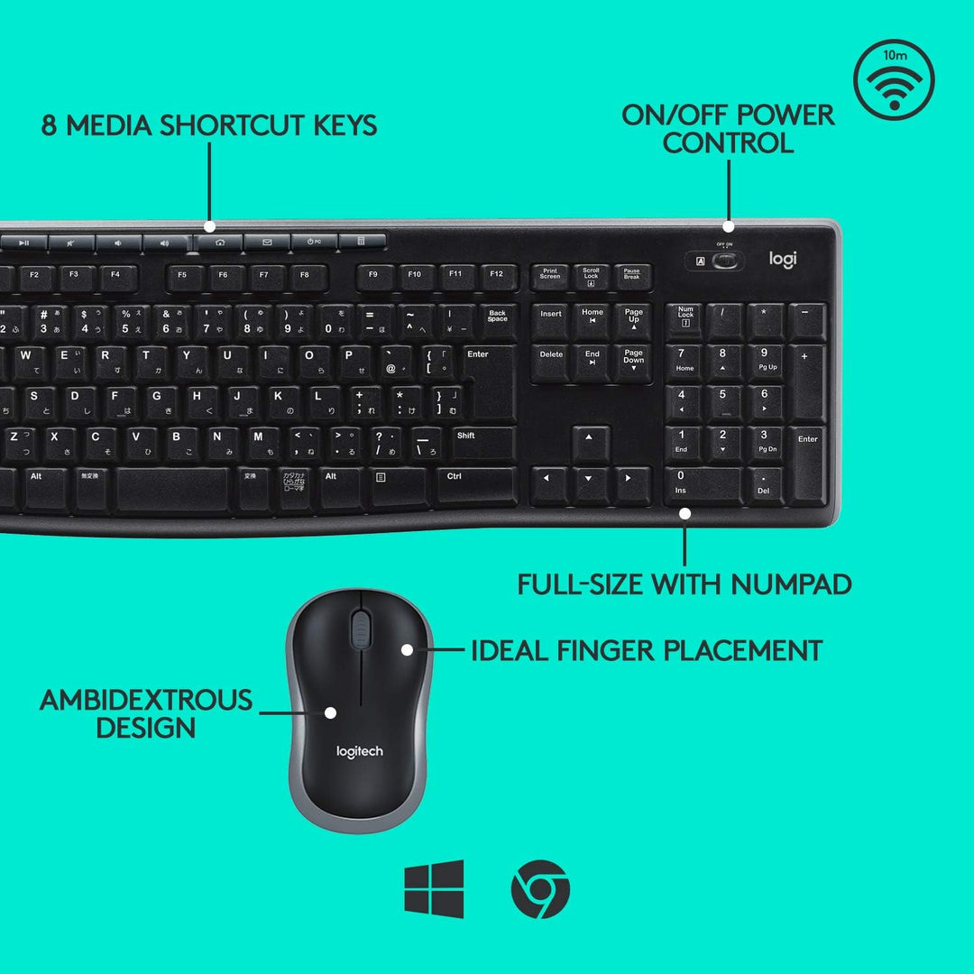 Logitech MK270 Kabelloses Set mit Tastatur und Maus für Windows, Skandinavisches QWERTY-Layout - Sch