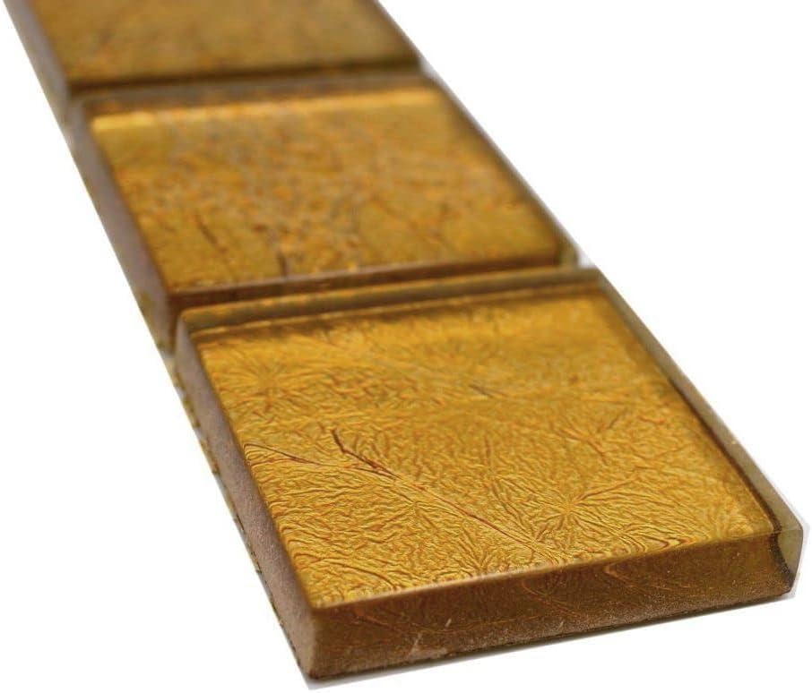 Fliesen Bordüre MosaikMosaikfliese Glasmosaik Gold Struktur Küchenrückwand Duschwand | 10 Mosaikbord