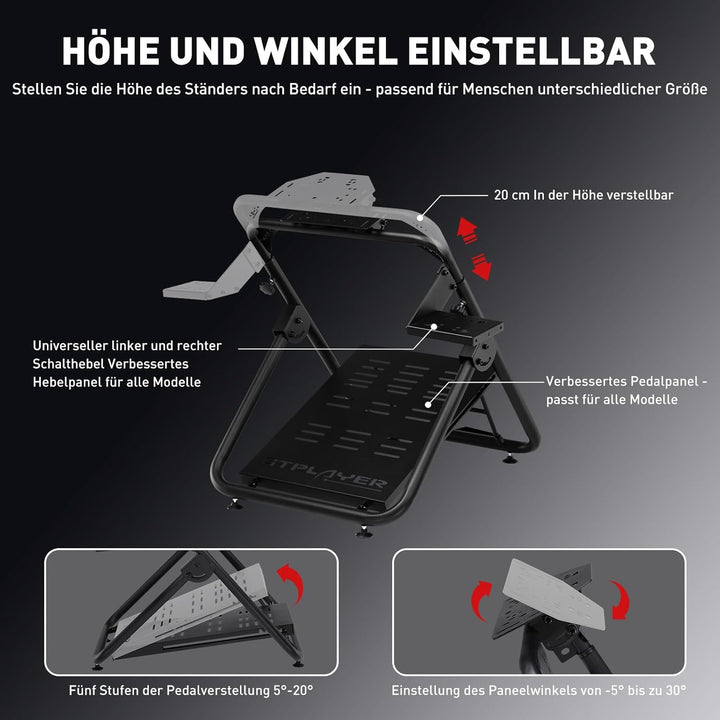 GTPLAYER Lenkradständer für Lenkrad Sim Racing Steering Wheel Stand G920 G29 G25 G27 G923 T300RS, mi