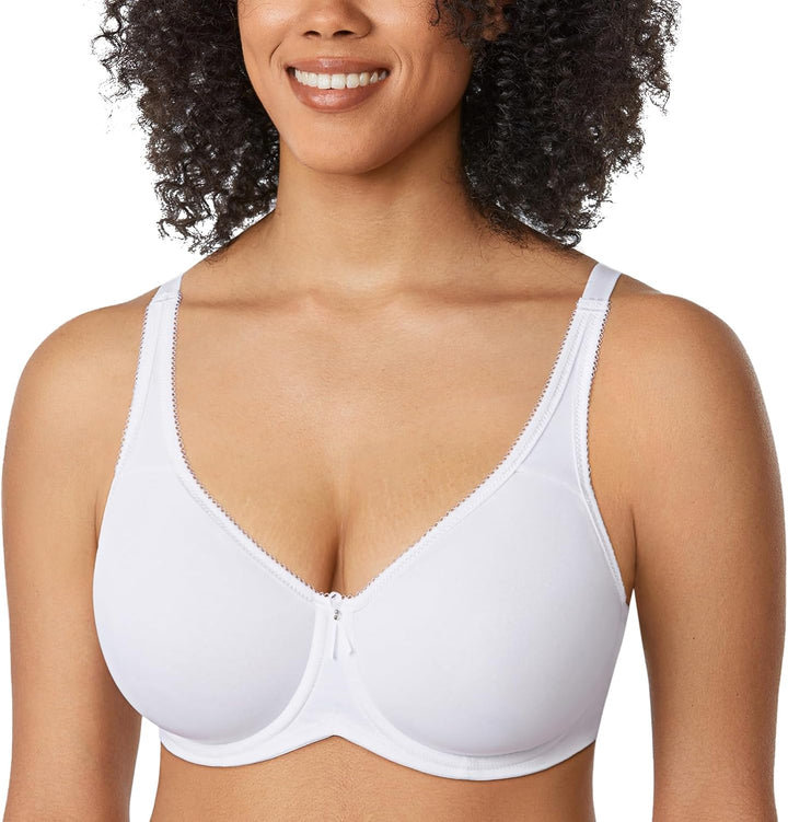 DELIMIRA Damen mit Bügel Nahtlose Vollschalen T-Shirt BH Gepolstert Grosse Grössen 90F Weiss, 90F We