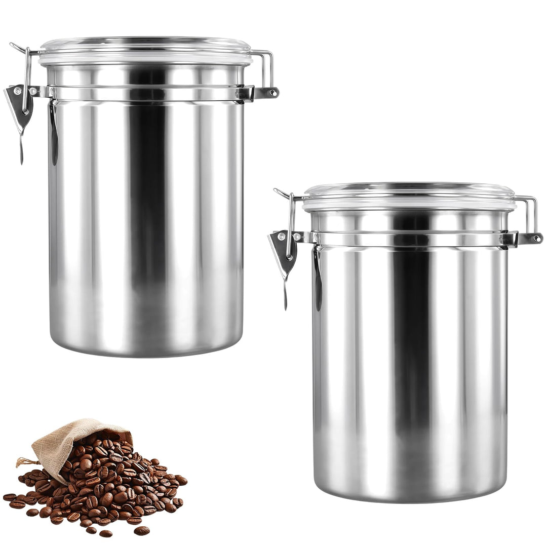 kaffeebohnen behälter 2 Stück Kaffeedose Luftdicht 1.8 L Kaffeebohnen Behälter aus Edelstahl für Kaf