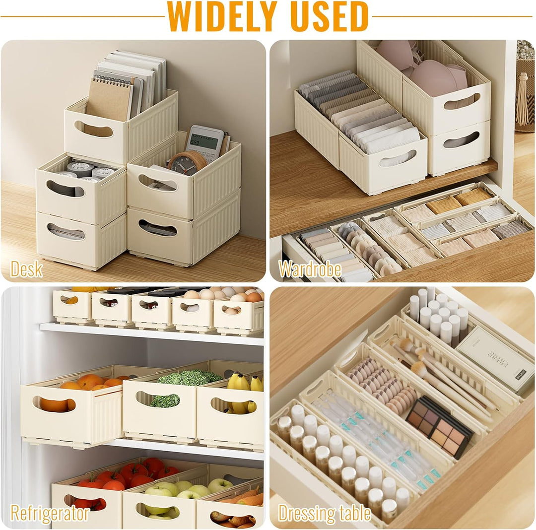 Aufbewahrungsbox Kunststoff Klappkiste Dehnbar Organizer Box Küchenschrank für Küche, Bad, Büro,Schl