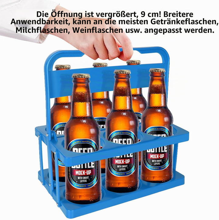 ASelected Milchflaschenhalter Faltbar Kunststoff Getränketräger 6 Löcher Wiederverwendbar Bierflasch