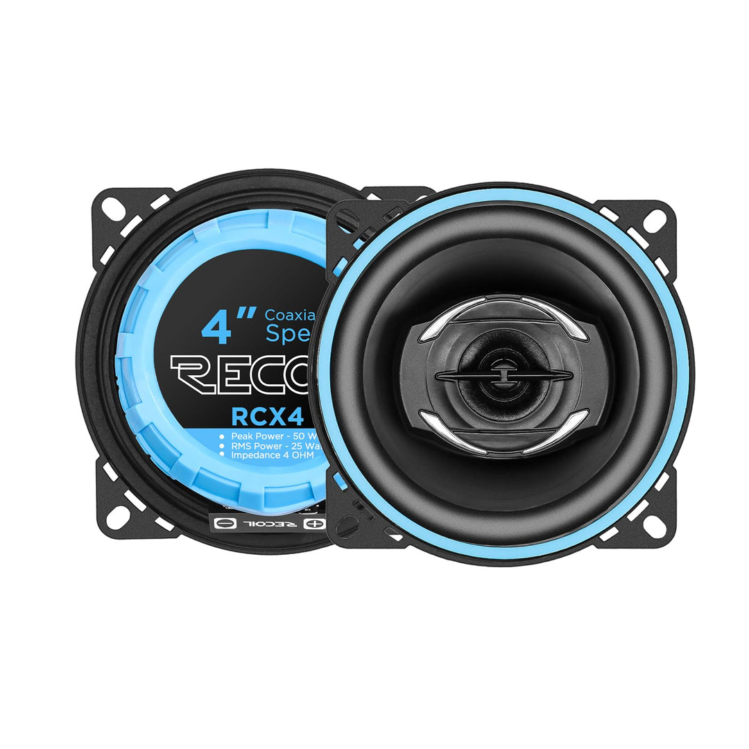 RECOIL RCX-4 Echo 2-Wege Koaxiallautsprecher Set für Auto 100mm (4 Zoll) - 90 Watt Peak | 45 Watt RM
