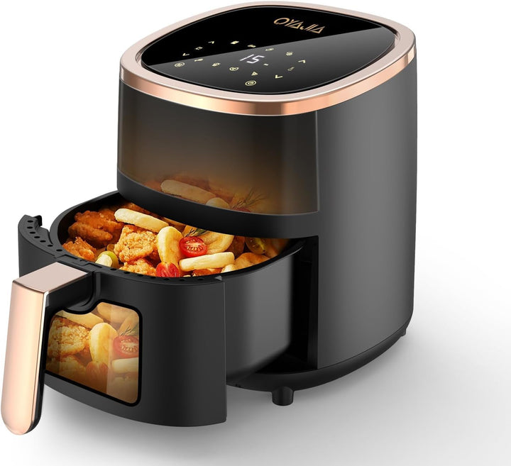 Heissluftfritteuse 5.5L XXL Airfryer mit 8 Programmen, LED-Touch-Display, 1200W ölfreier Heissluftfr