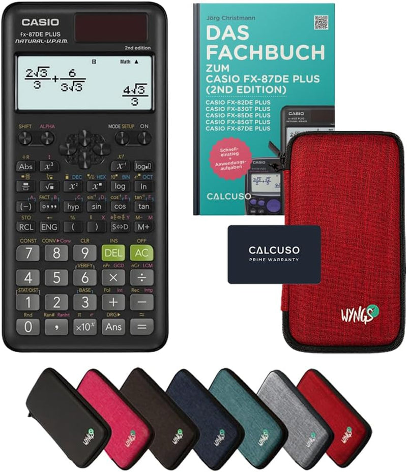 CALCUSO Standardpaket: Casio FX-87DE Plus 2 technisch-wissenschaftlicher Taschenrechner + WYNGS Schu