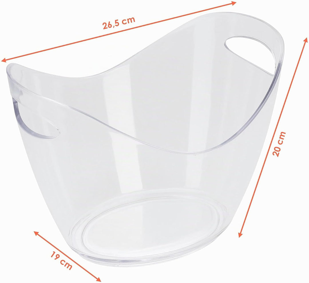 Kunststoff Sektkühler mit 2 Tragegriffen - 26 x 20 cm - Flaschenkühler transparent mit Griffen - Get
