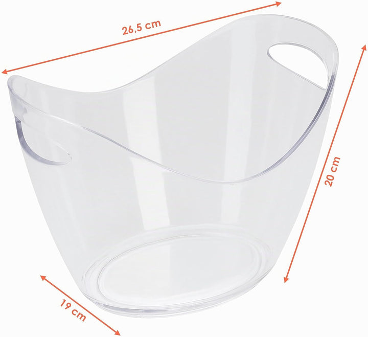 Kunststoff Sektkühler mit 2 Tragegriffen - 26 x 20 cm - Flaschenkühler transparent mit Griffen - Get