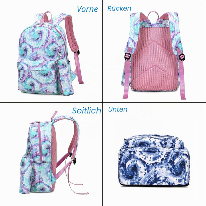 ZHIERNA Schulrucksack Mädchen Teenager Tie Dye Schule Rucksack Schulranzen Kinder Schultasche mit Lu