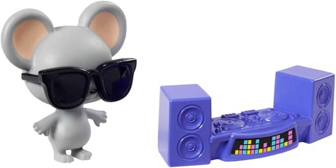 Barbie GXF09 - Extra Puppe, Pinke Flechtzöpfe, in Floral bedruckter Jacke & Hose, DJ Haustier-Maus,