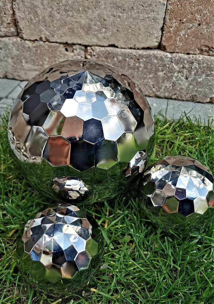 Dekokugel Diamond 3er Set aus Edelstahl 25/15/15 cm poliert Dekorationskugel Edelstahlkugel