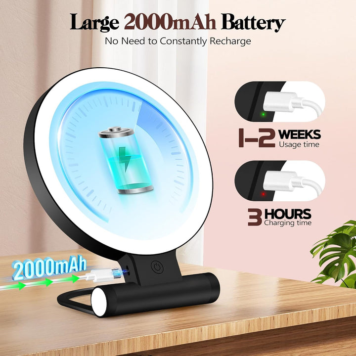 B Beauty Planet Kosmetikspiegel mit Beleuchtung, 30 fache/1-fach Doppelseitige Tischspiegel,3 Farbli